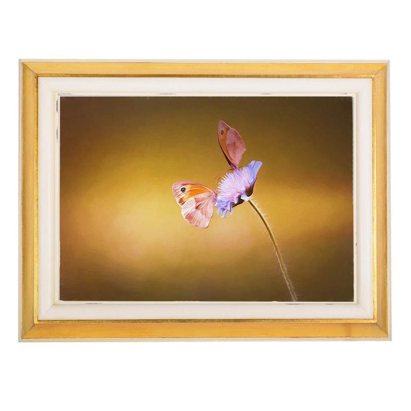 Frame Cremation Urn for Ashes Painted Gold Butterfly on Flower