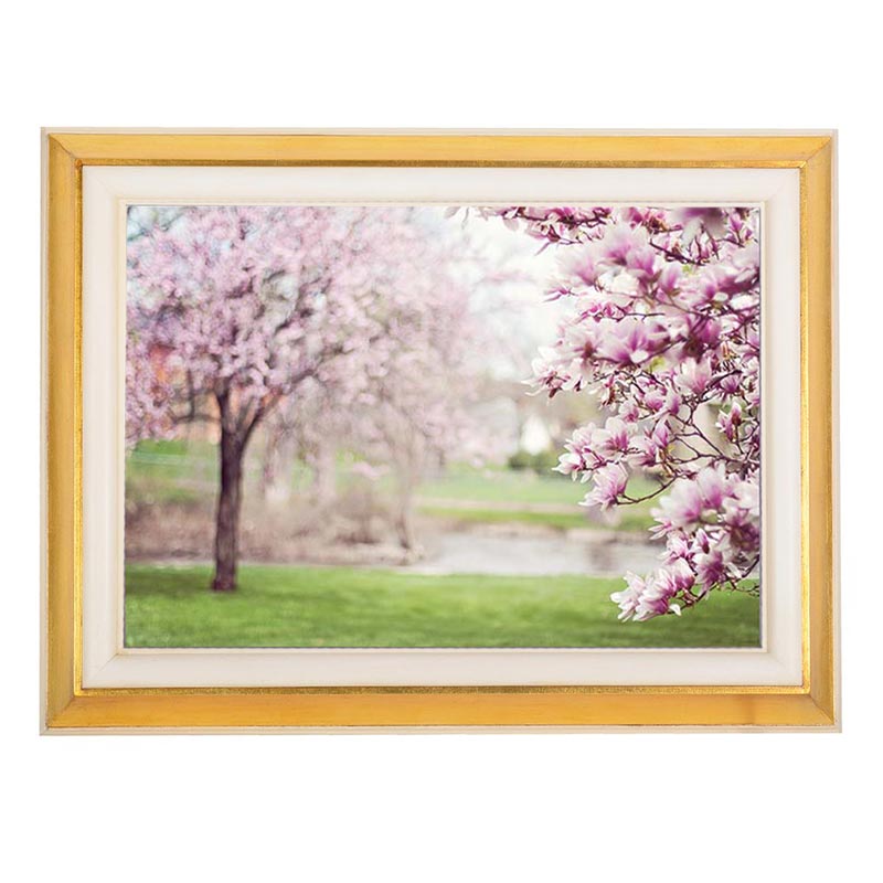 Frame Cremation Urn for Ashes Painted Gold Pink Flower Woods