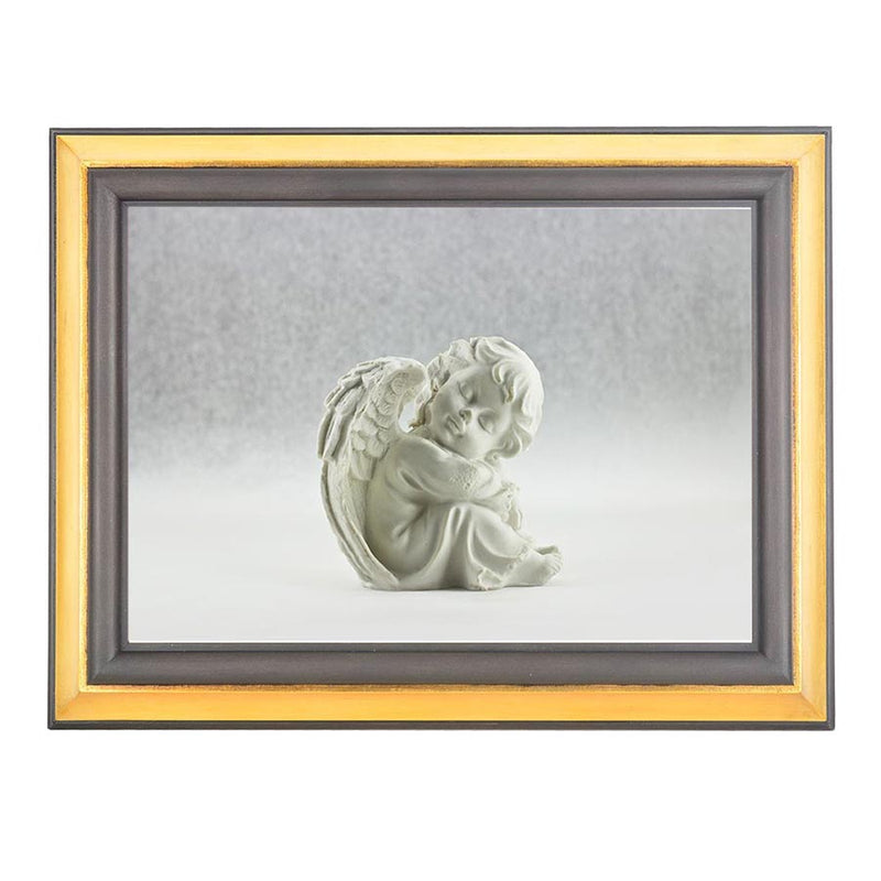 Frame Cremation Urn for Ashes Painted Gold and Silver Baby Angel Cuddled