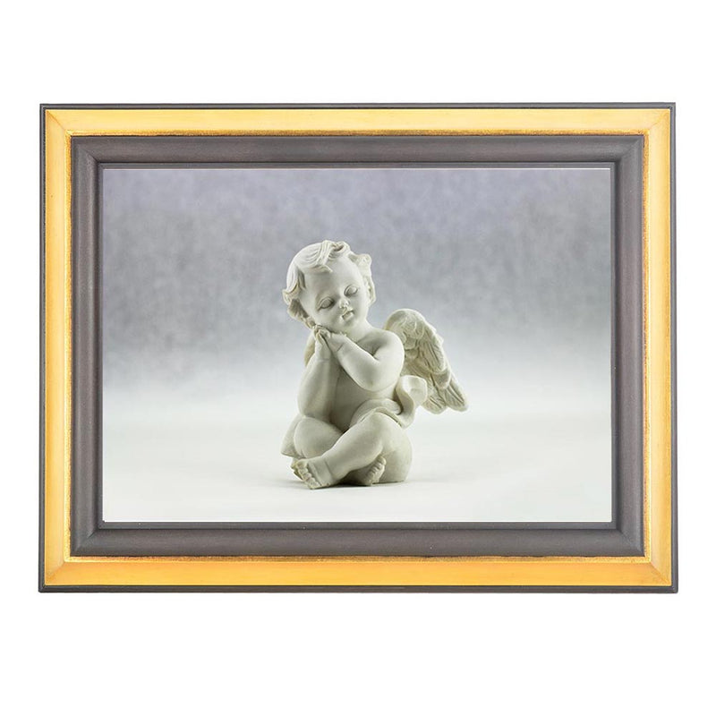 Frame Cremation Urn for Ashes Painted Gold and Silver Baby Angel Sitting
