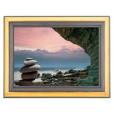 Frame Cremation Urn for Ashes Painted Gold and Silver Cave with Stones