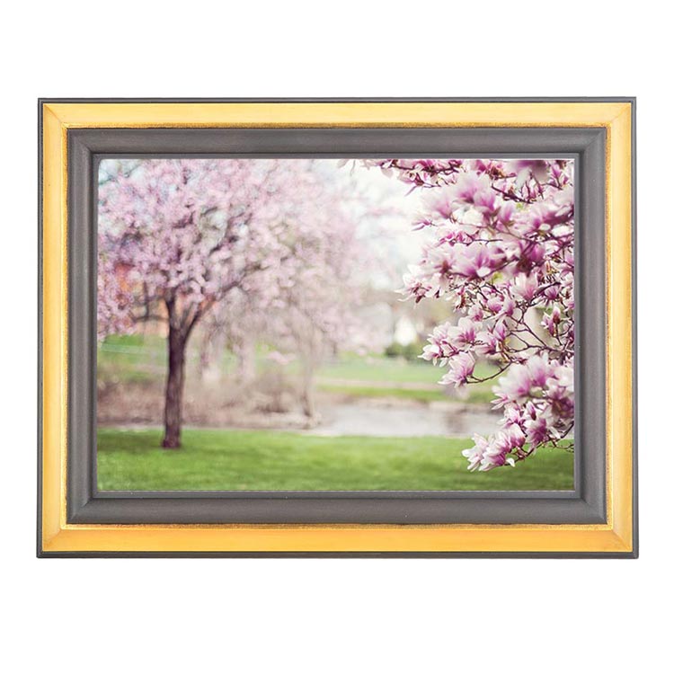 Frame Cremation Urn for Ashes Painted Gold and Silver Pink Flower Woods