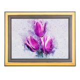Frame Cremation Urn for Ashes Painted Gold and Silver Purple Flowers