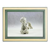 Frame Cremation Urn for Ashes Painted Green Baby Angel Sitting
