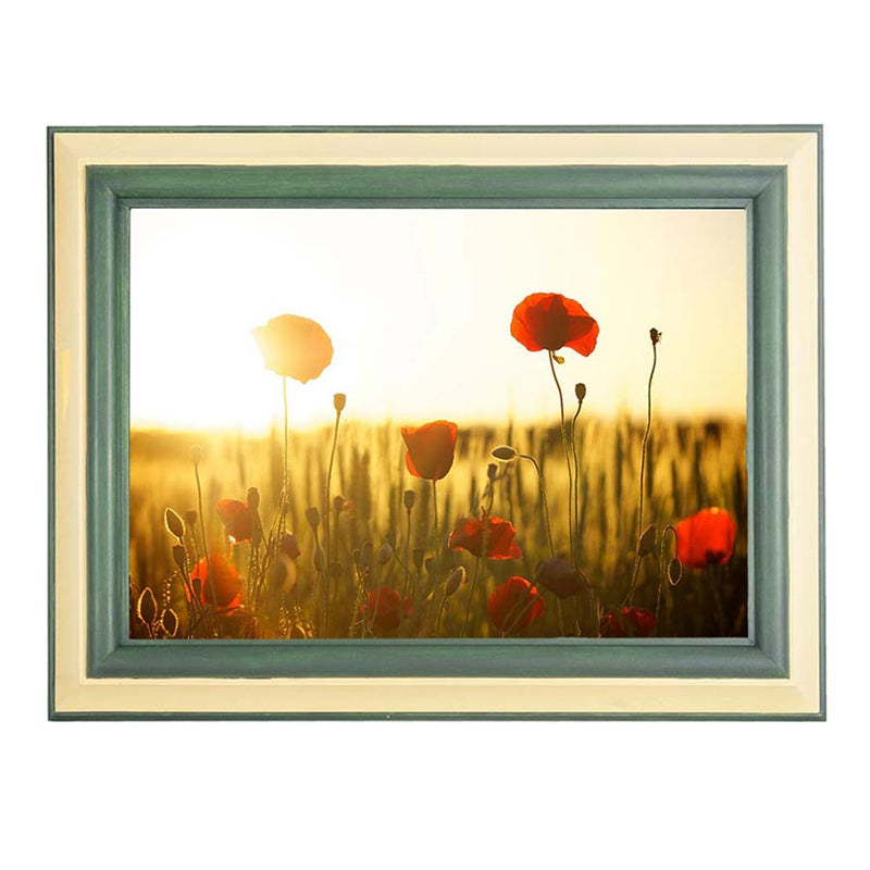 Ashes Photo Frame Cremation Urn Painted Green Flower Field