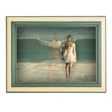 Ashes Photo Frame Cremation Urn Painted Green Woman on Beach
