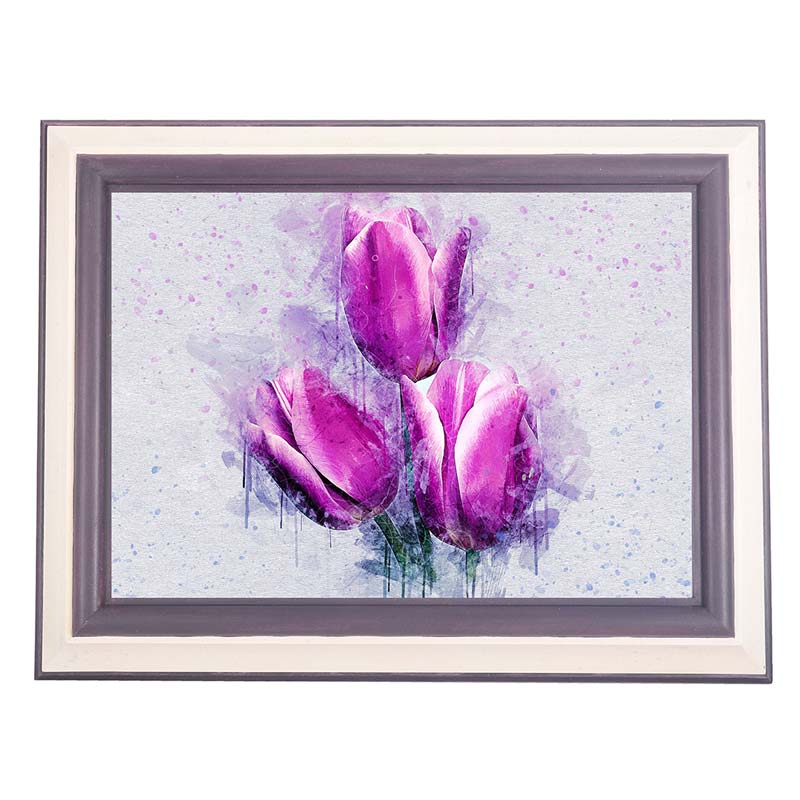 Frame Cremation Urn for Ashes Painted Purple Purple Flowers