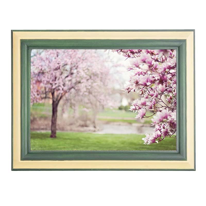 Frame Cremation Urn for Ashes Painted Green Pink Flower Woods