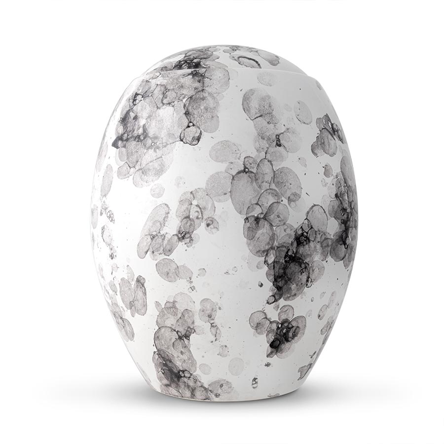 Freckled Modern Cremation Urn for Ashes White