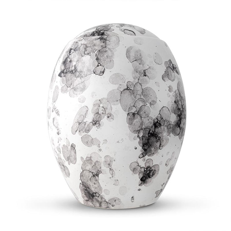 Freckled Modern Cremation Urn for Ashes White