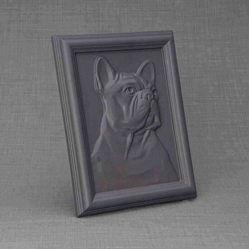 Frenchie Portrait Pet Urn For Dogs Ashes Charcoal Grey Right View