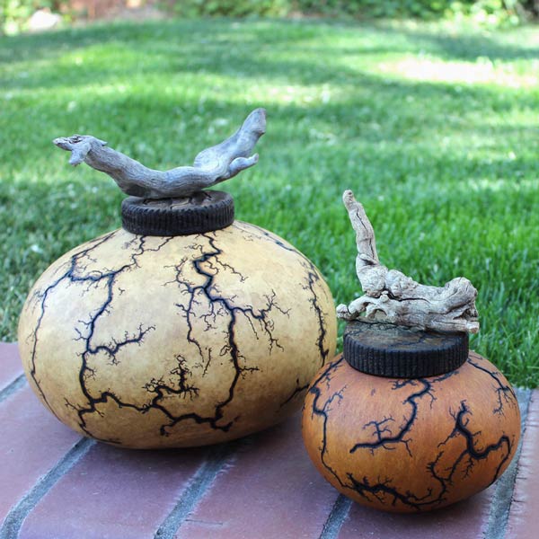 Gourd Cremation Urn for Ashes Outside on Step