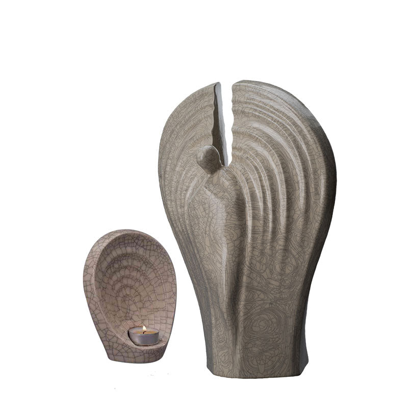 Guardian Cremation Urn for Ashes and Ashes Keepsake Urn Matching Set Crackle Glaze