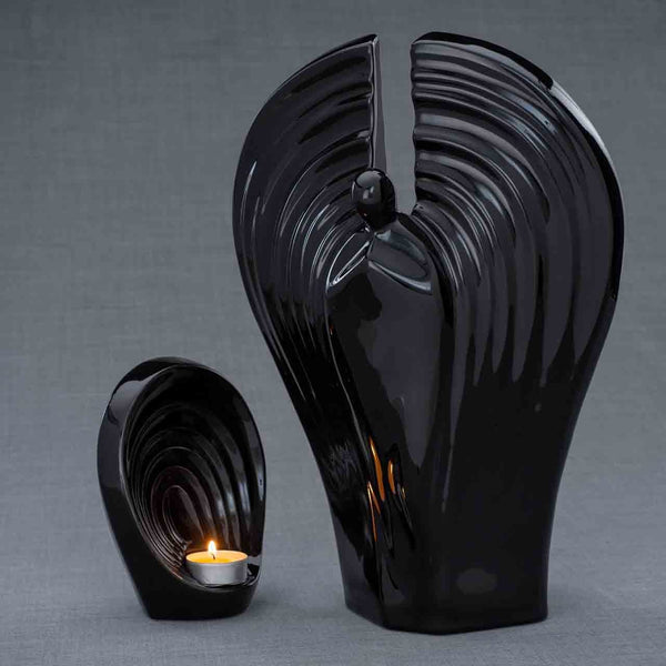 Guardian Angel Cremation Urn and Ashes Keepsake Urn in Black