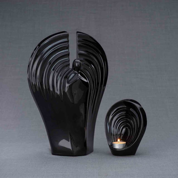 Guardian Angel Cremation Urn and Ashes Keepsake Urn in Black