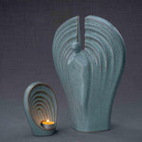 Guardian Angel Cremation Urn and Ashes Keepsake Urn in Oily green