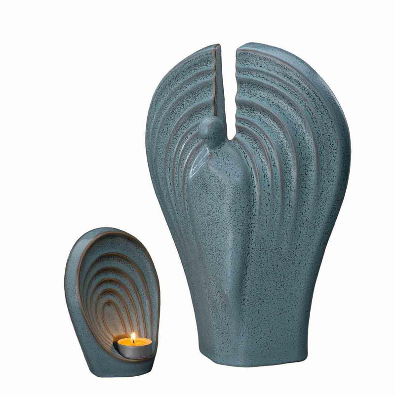 Guardian Angel Cremation Urn and Ashes Keepsake Urn in Oily green