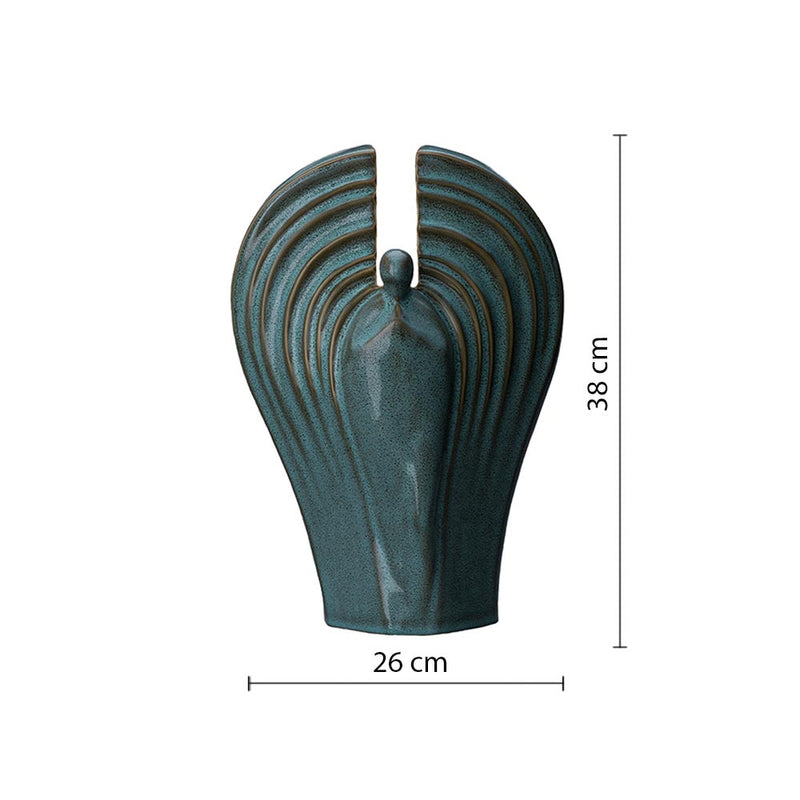 Guardian Angel Cremation Urn for Ashes in Oily Green Dimensions