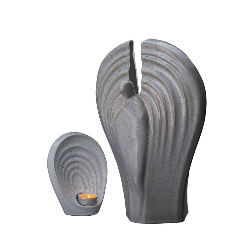 Guardian Cremation Urn for Ashes and Ashes Keepsake Urn Matching Set Beige Grey