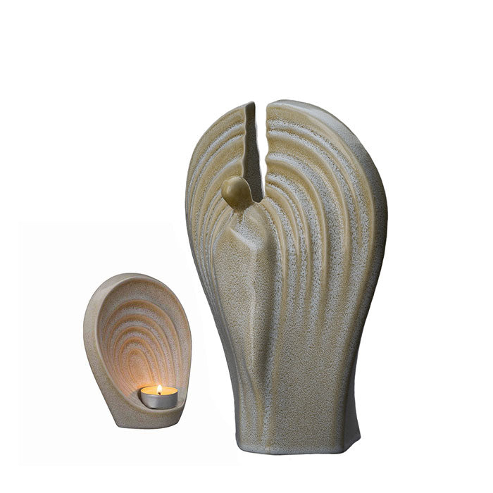 Guardian Cremation Urn for Ashes and Ashes Keepsake Urn Matching Set Light Sand