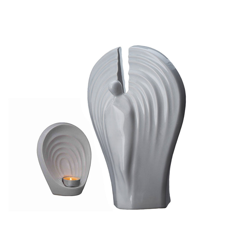 Guardian Cremation Urn for Ashes and Ashes Keepsake Urn Matching Set White