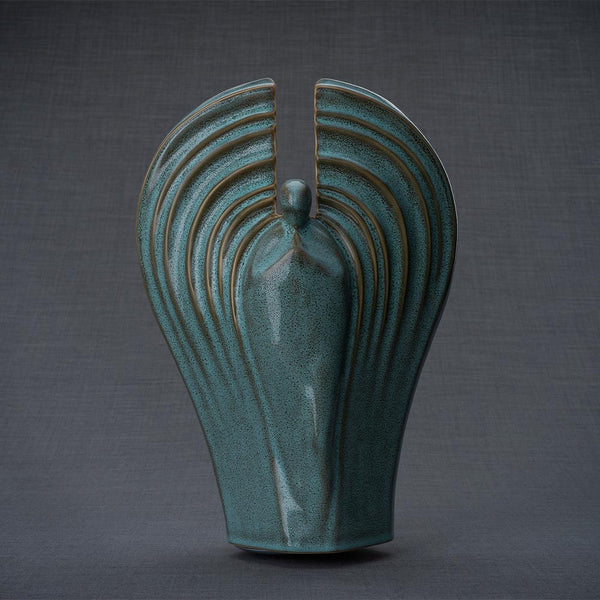 Guardian Cremation Urn for Ashes in Oily Green Grey Background