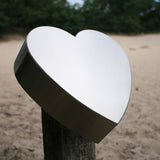 Heart Ashes Keepsake Urn in Stainless Steel on Post