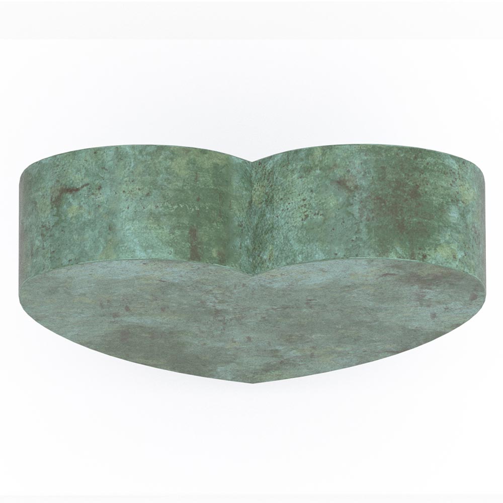 Heart Ashes Miniature Keepsake Urn in Green Bronze Top View