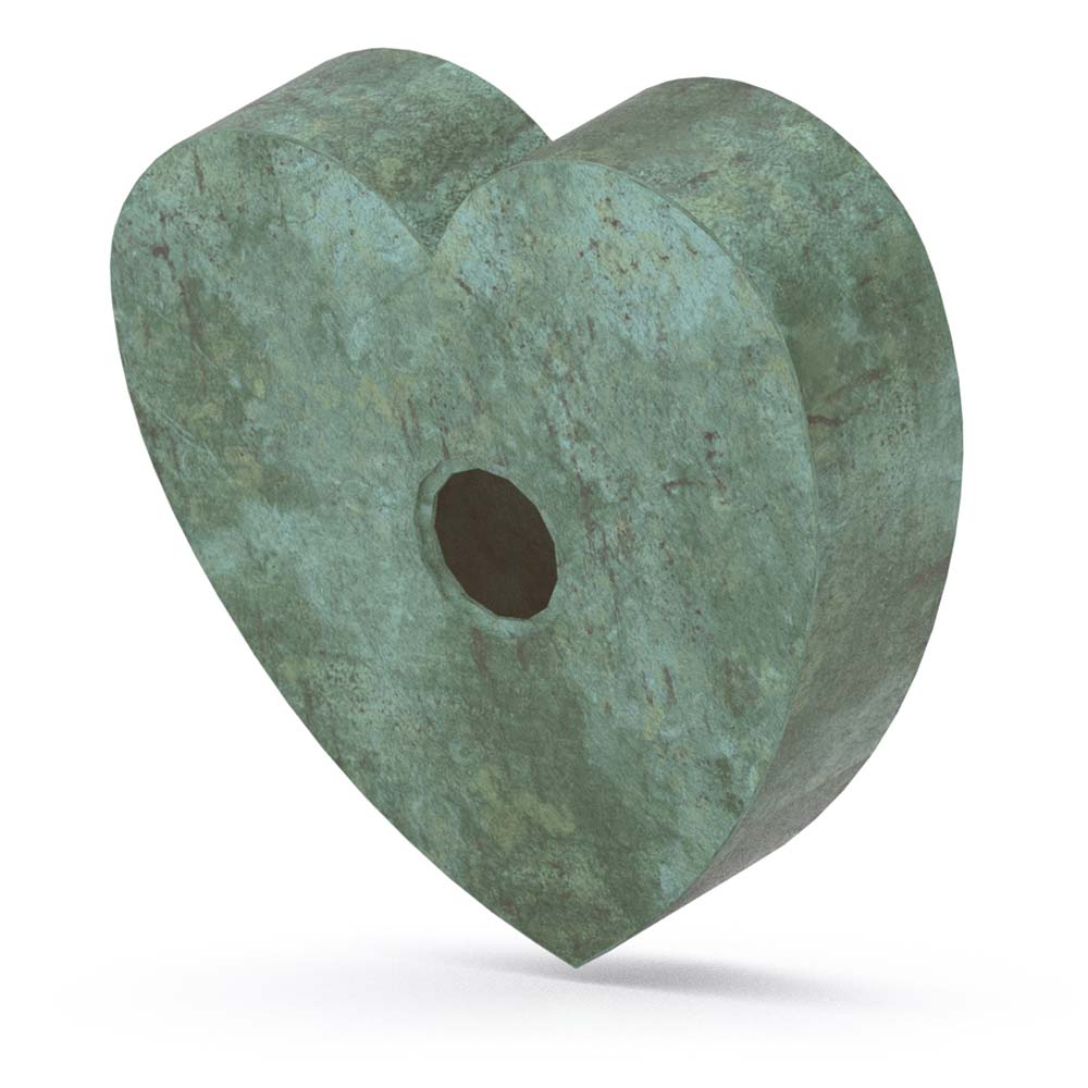 Heart Cremation Urn for Ashes Adult in Green Bronze Back View