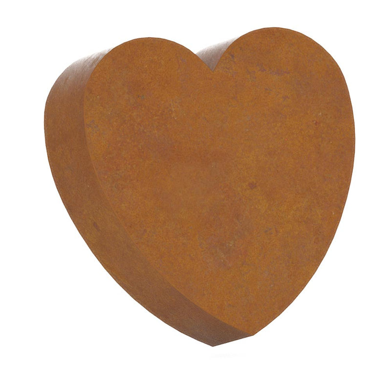 Heart Cremation Urn for Ashes Adult in Corten Steel Front View