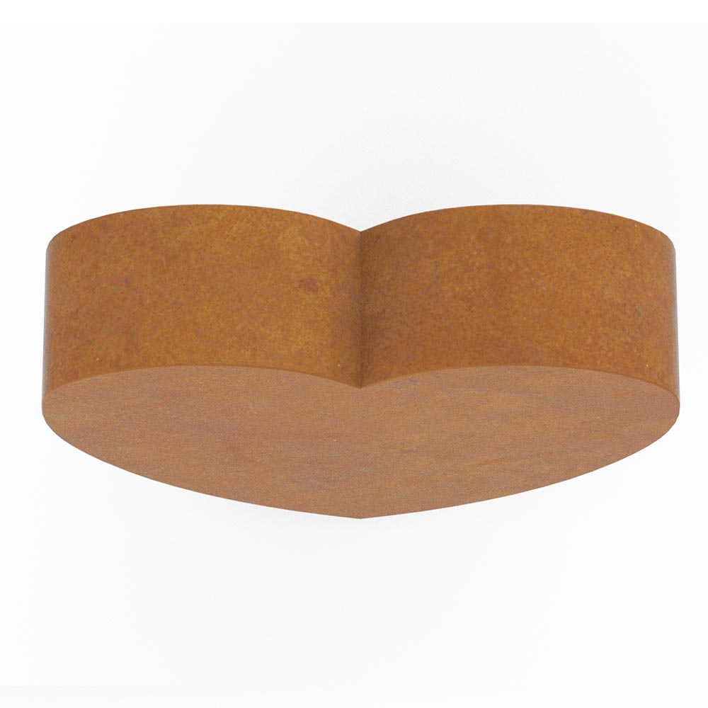 Heart Cremation Urn for Ashes Adult in Corten Steel Top View