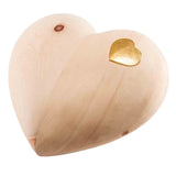 Heart Cremation Urn for Ashes Baby in Swiss Pine Wood with Gold Heart
