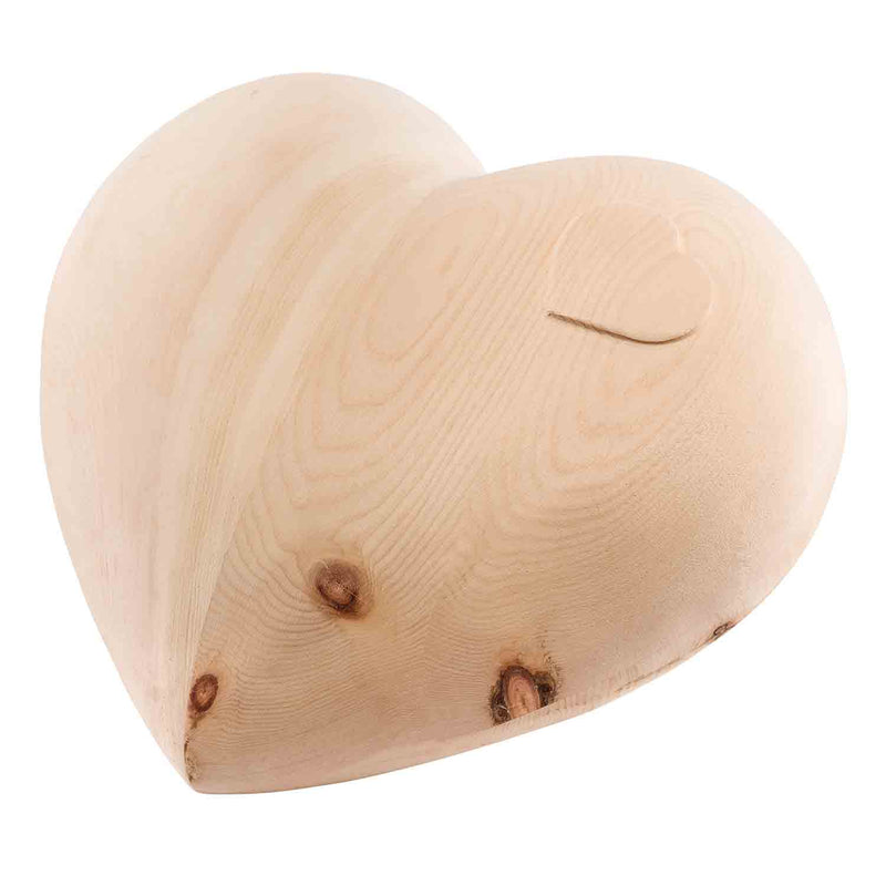 Heart Cremation Urn for Ashes Baby in Swiss Pine Wood
