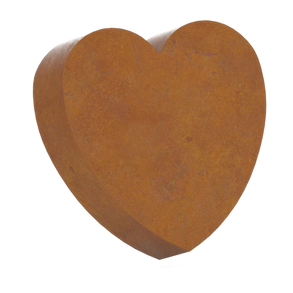 Heart Cremation Urn for Ashes Companion in Corten Steel Front View