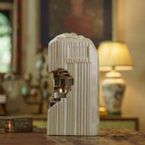 Heart Cremation Urn for Ashes Pearlescent White on Table Side View