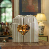 Heart Cremation Urn for Ashes Pearlescent White with Companion on Table