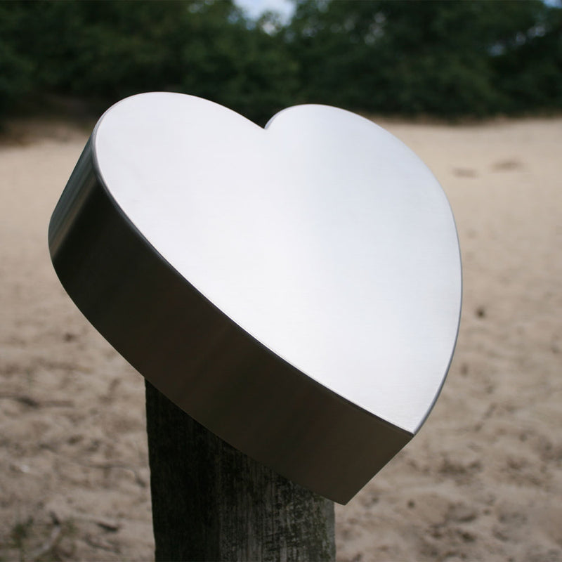 Heart Cremation Urn for Ashes Pet in Stainless Steel on Post
