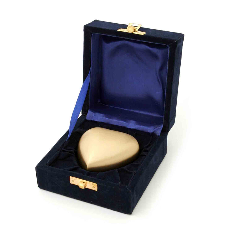 Heart Keepsake Urn for Ashes with Bronze in Presentation Box