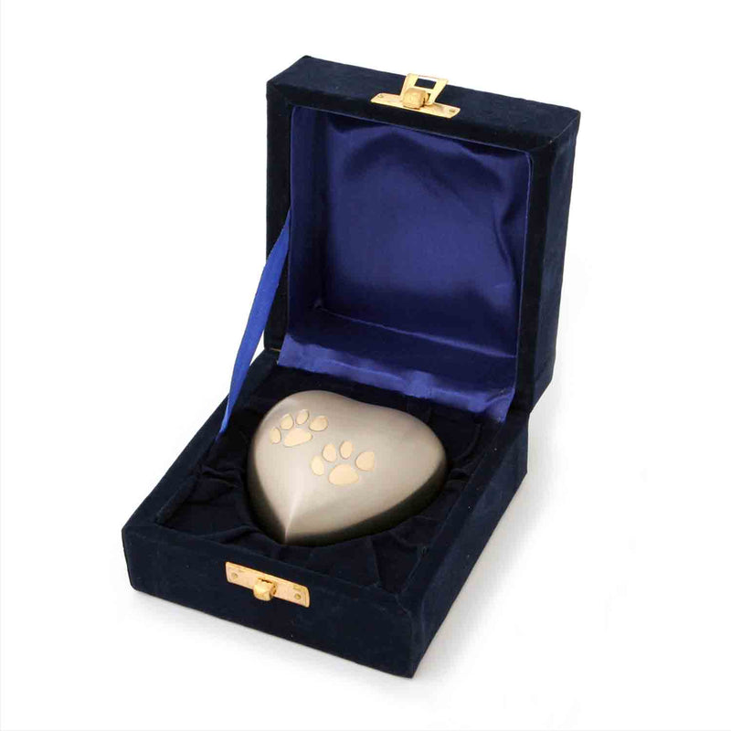 Heart Paw Prints Keepsake Urn for Pets Ashes in Box