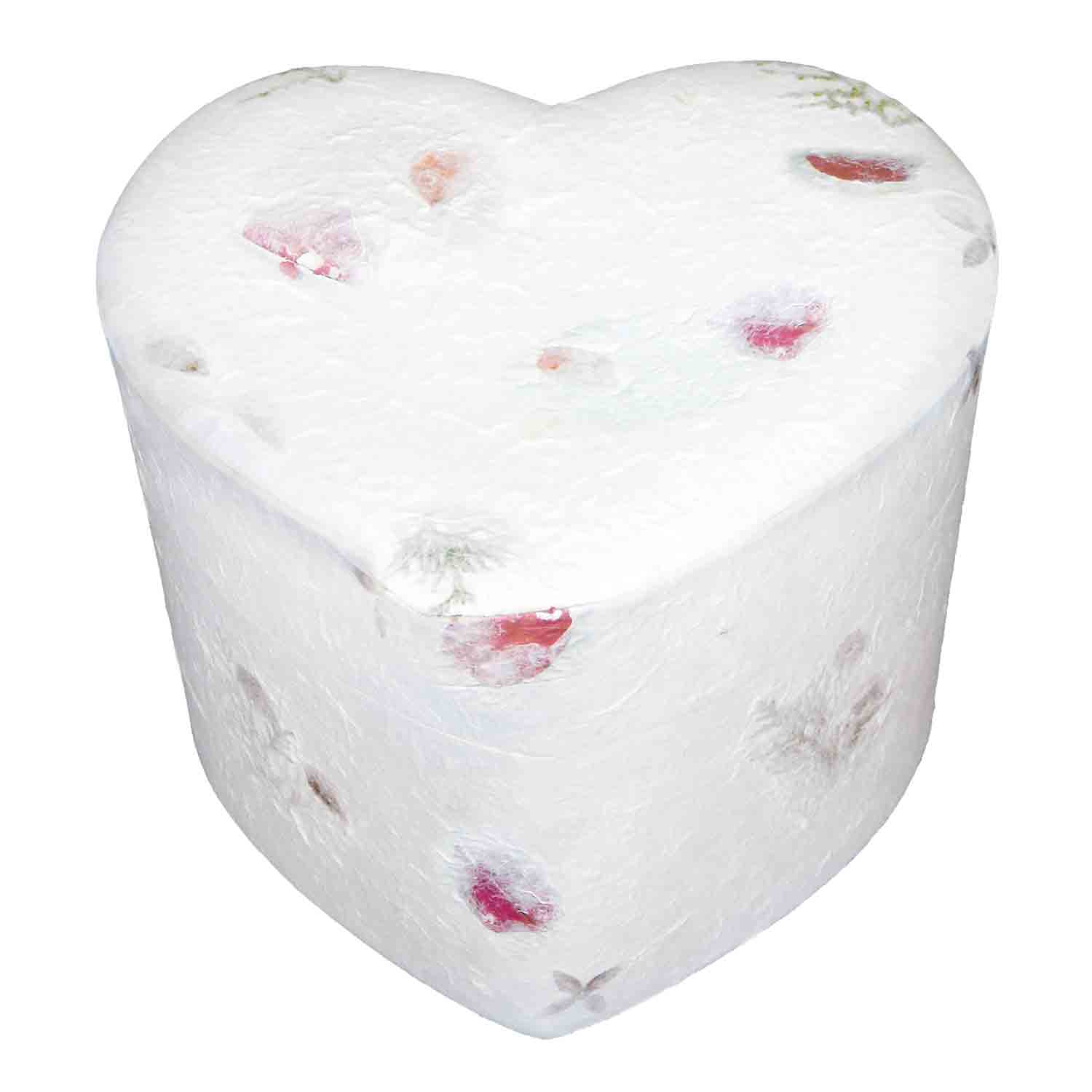 Heart Shaped Biodegradable Urn for Ashes Floral White Companion