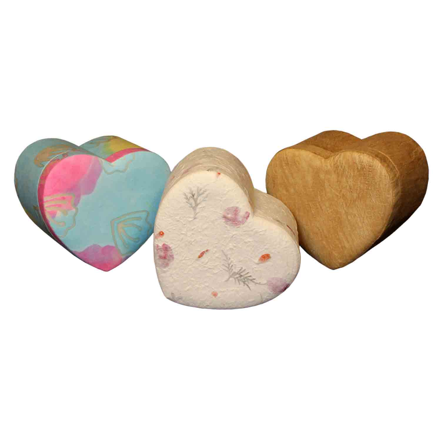 Heart Shaped Biodegradable Urn for Ashes Medium Three Designs