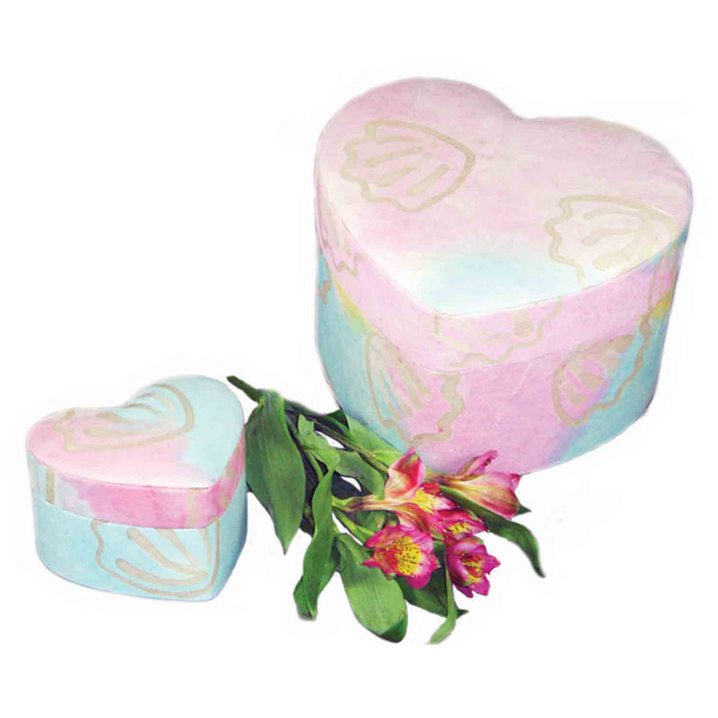 Heart Shaped Biodegradable Urn for Ashes in Pastel Small with Flowers Comparison