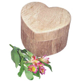 Heart Shaped Biodegradable Urn for Ashes in Wood Grain Large with Flowers