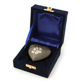 Heart Single Paw Print Keepsake Urn for Pets Ashes in Box