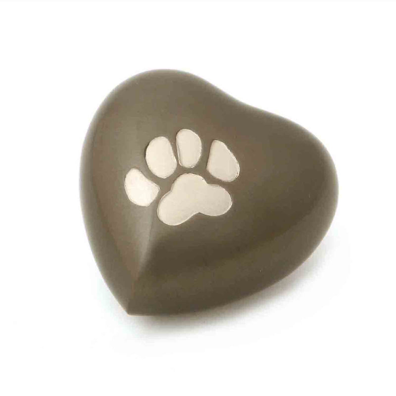 Heart Single Paw Print Keepsake Urn for Pets Ashes