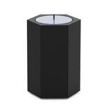 Hexagon Candle Ashes Miniature Keepsake Urn in Matte Black Stainless Steel Front View