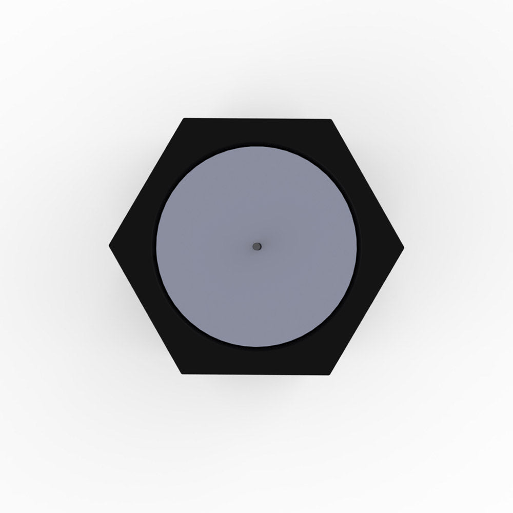 Hexagon Candle Ashes Miniature Keepsake Urn in Matte Black Stainless Steel Top View