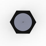 Hexagon Candle Ashes Miniature Keepsake Urn in Matte Black Stainless Steel Top View