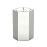 Hexagon Candle Ashes Miniature Keepsake Urn in Stainless Steel Front View