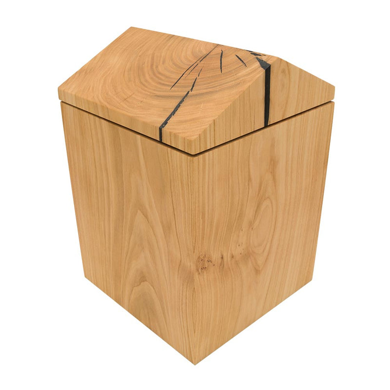 Home Cremation Urn for Ashes Cherry Wood Rear View